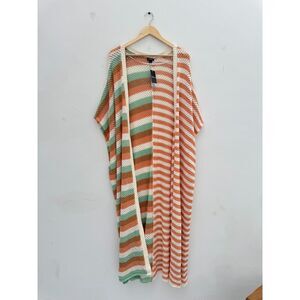 NWT Torrid Striped Crochet Maxi Duster Kimono Women's Size 5/6